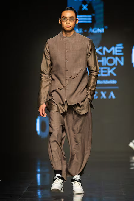 Antar Agni  Green Handloom Cotton Wide Leg Wing Trouser