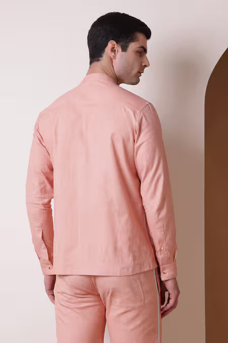 Lacquer Embassy  Pink Cotton, Linen Epis Shirt