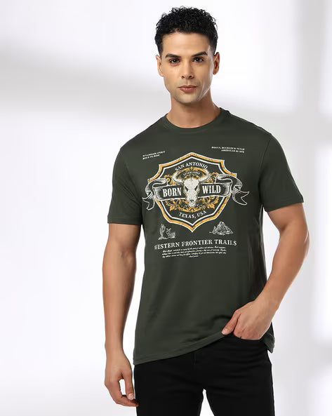 DNMX Men Graphic Print Regular Fit Crew-Neck T-Shirt