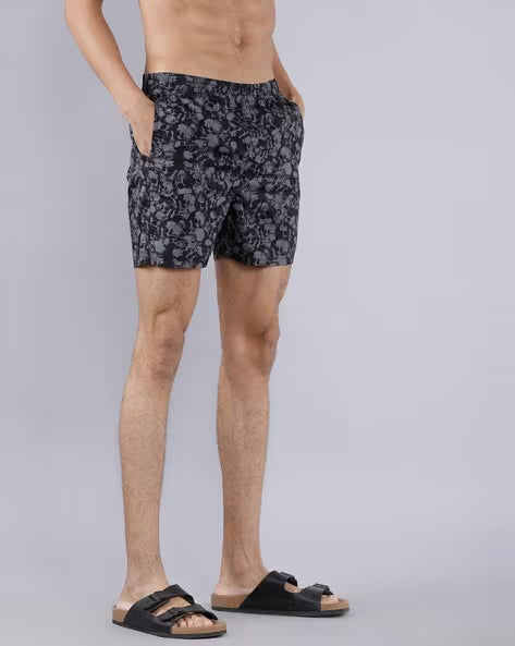 THE INDIAN GARAGE CO Skull Print Flat-Front Shorts