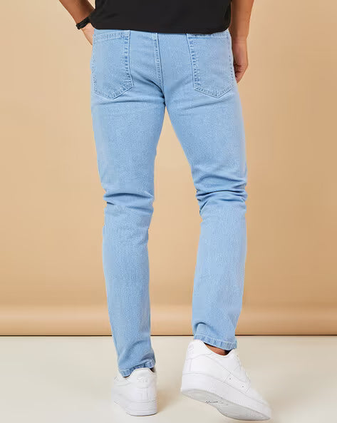 STYLI Lightly Distressed Skinny Fit Low-Rise Washed Jeans