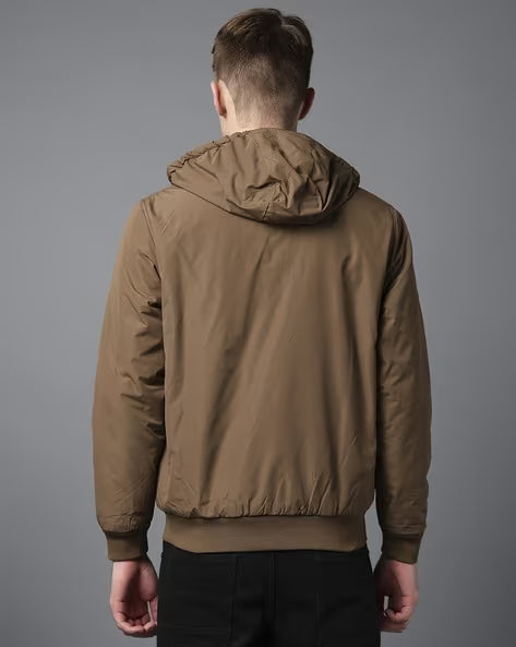 FORT COLLINS Men Regular Fit Bomber Jacket with Detachable Hood