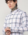 ALPHA TRIBE Men Oxford Checked Regular Fit Shirt with Patch Pocket