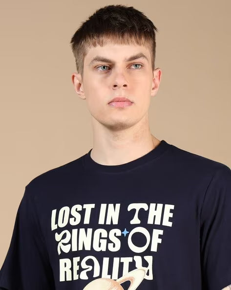 ALPHA TRIBE Men High Density Single Jersy Regular Fit Crew-Neck T-Shirt