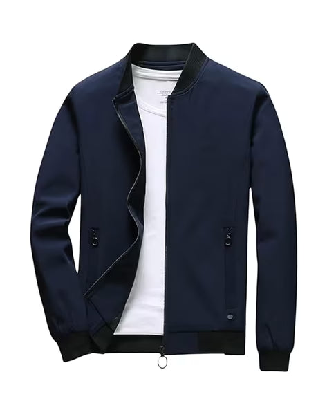 POSHAX Men Regular Fit Zip-Front Bomber Jacket
