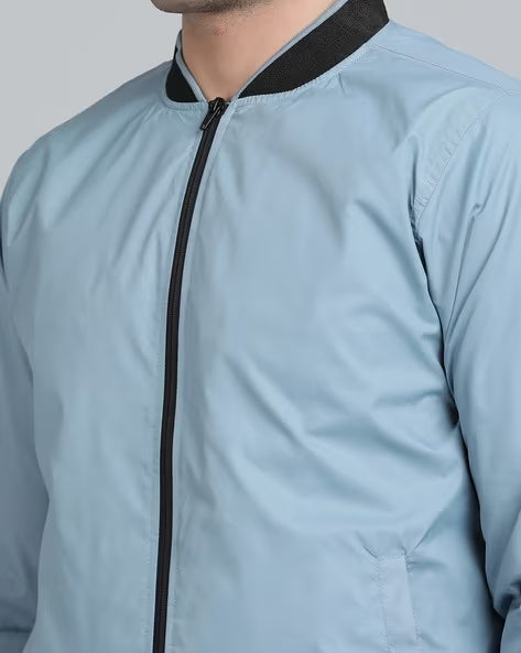 JADE BLUE Men Colourblock Slim Fit Bomber Jacket