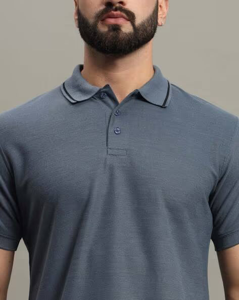 ALPHA TRIBE Men Regular Fit Polo T-Shirt