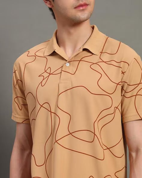 ALPHA TRIBE Men Printed Regular Fit Polo T-Shirt