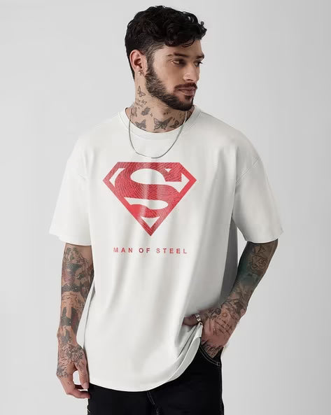 BUDA JEANS CO Men Typographic Print Oversized Fit Crew-Neck T-Shirt