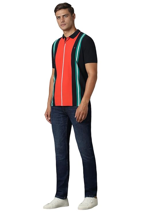 Louis Philippe Men's Striped Slim Fit T-Shirt