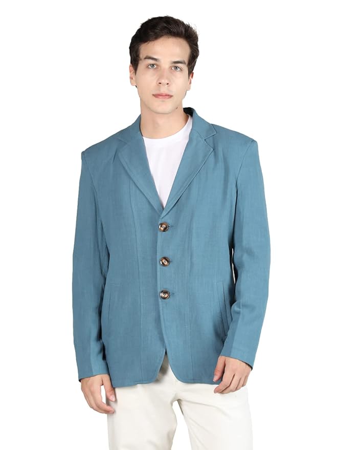 CHKOKKO Men Wool Blend Stylish Long Winter Coat Single Breasted Thigh Length Overcoat With Elegant Spread Collar & Practical Front Side Pockets For Formal Or Semi-Formal Occasions