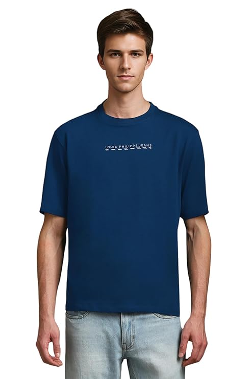 Louis Philippe Men's Solid Relaxed Fit T-Shirt