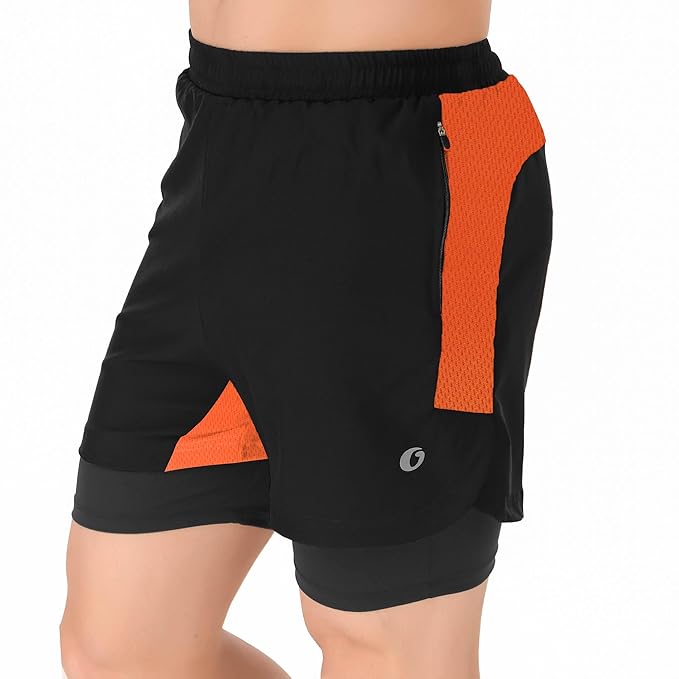 Oysters Men's 2 In 1 Running Quick Dry Shorts Gym Athletic Workout Shorts For Men With Phone Pockets