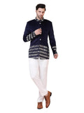 ANUP GUPTA COUTURE Men’s Navy Velvet Designer Bandhgala Set | BAND_AG5004 | Metallic Patti Embroidery | Elegant Ethnic Bandhgala for Special Occasions