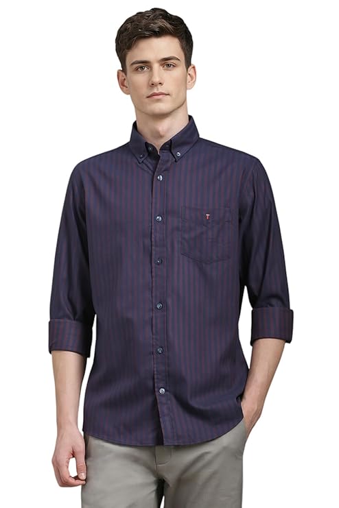 Louis Philippe Men's Striped Slim Fit Shirt
