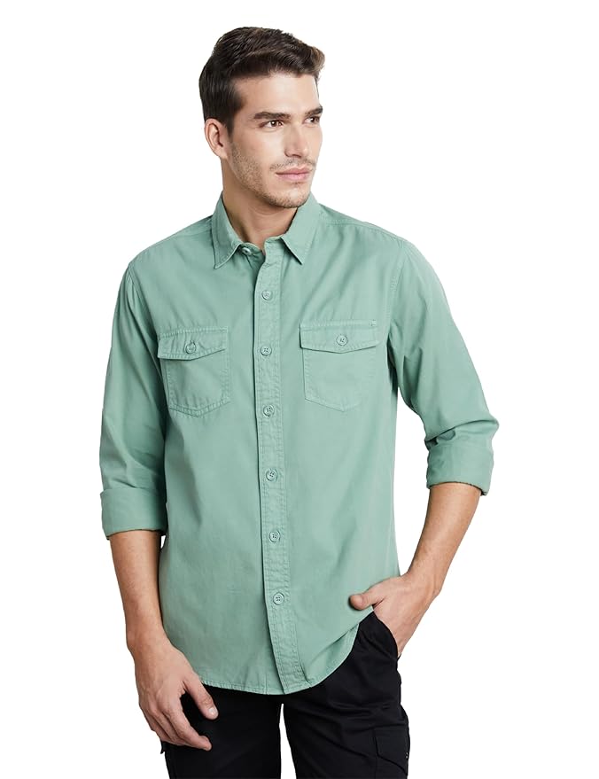 Symbol Premium Men's Casual Washed Cotton Twill Shirt
