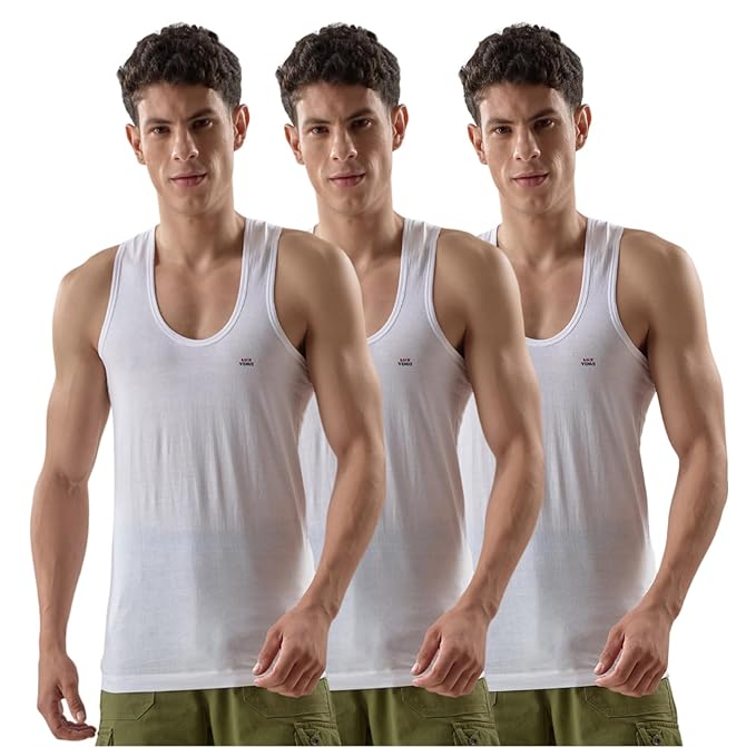 LUX VENUS Vest for Men White | 100% Cotton | Pack of 3