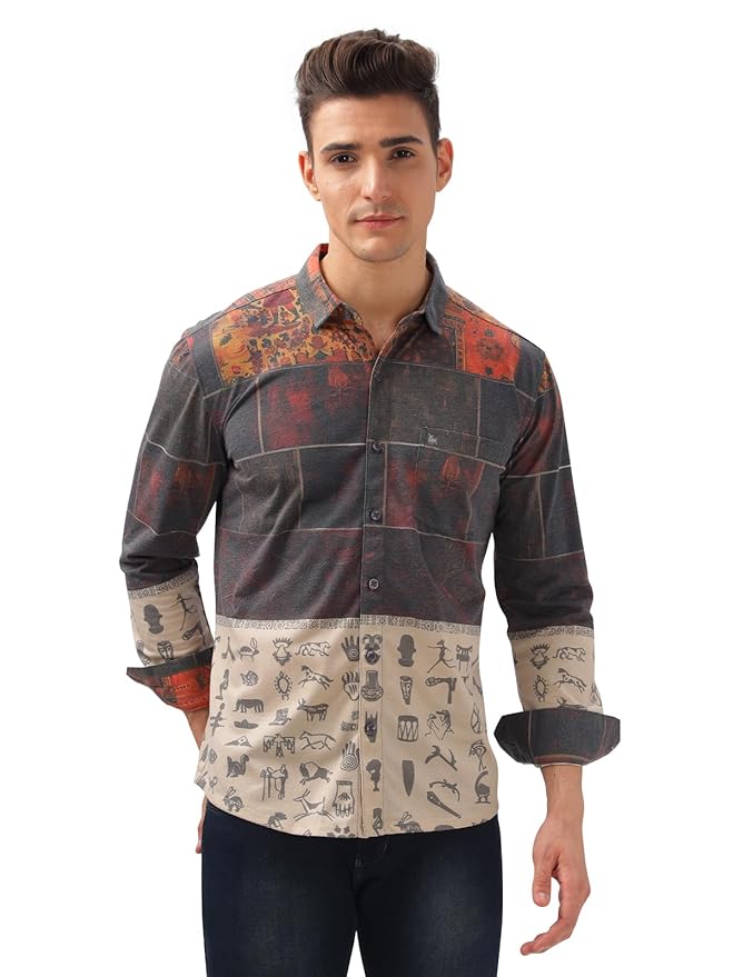 BULLMER Trendy Regular Fit Striped Causal Full Sleeve Shirt for Men.