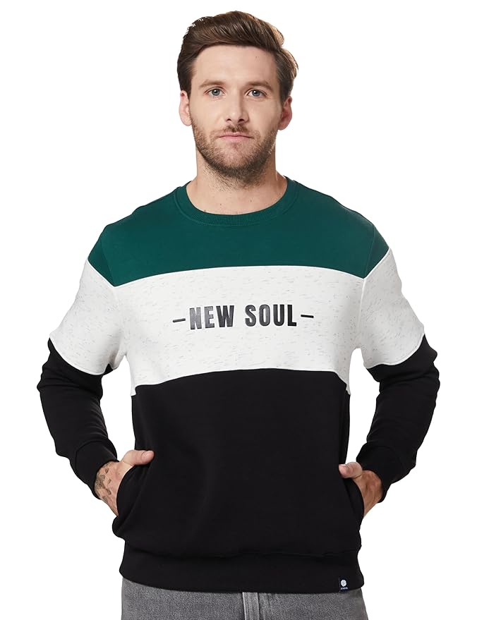 Amazon Brand - Symbol Men Cotton Rich Light Weight Crew Neck Sweatshirt