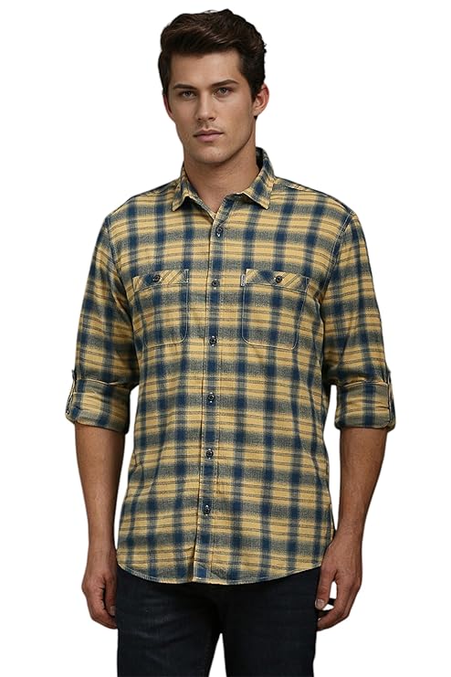 Louis Philippe Men's Checkered Slim Fit Shirt