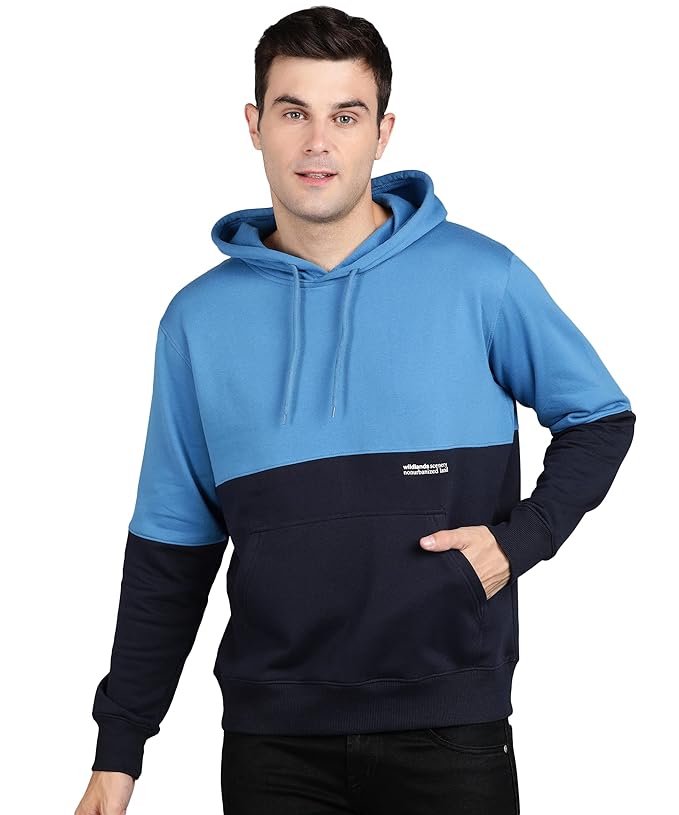 Alan Jones Clothing Men's Colorblocked Cotton Hoodies Sweatshirt