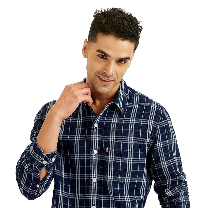 Levi's Men Rayon Blend Checkered Regular Fit Shirt