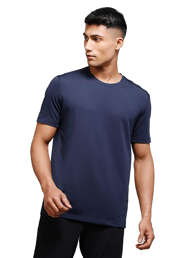 Jockey MV37 Men's Polyester Recycled Microfiber Elastane Stretch Fabric Round Neck Half Sleeve T-Shirt with Stay FreshTreatment