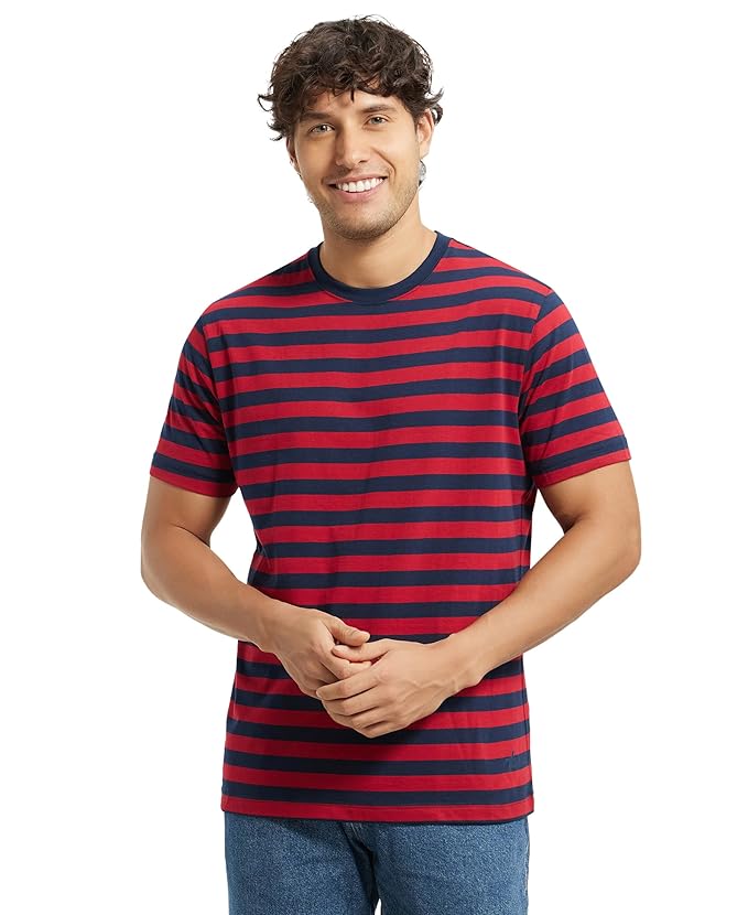 Jockey 2715 Men's Super Combed Cotton Rich Striped Regular Fit Round Neck Half Sleeve T-Shirt