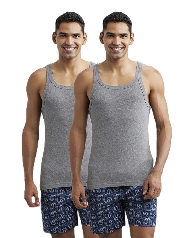 Jockey US26 Men's Super Combed Cotton Rib Square Neckline Gym Vest