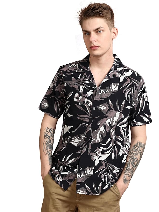 StitchX Men's Half Sleeve Printed Beach Cuban Collar Shirt S-2XL