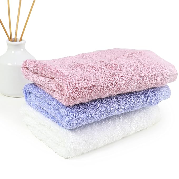 HEELIUM Bamboo Face Towel | Ultra Absorbent & Odour-Free | 3X Softer Than Cotton Towels | 30 x 30 cm - 600 GSM | Pack of 3 - Peach, Iris, White