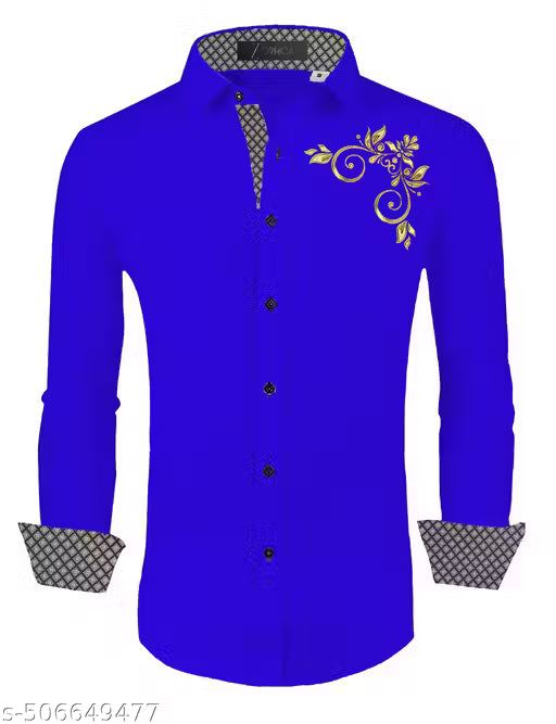 ZOMBOMSTAR Men Regular Fit Solid Spread Collar Casual ShirtMen's Regular Fit Solid Cotton Casual Shirt with Pocket Design with Spread Collar & Full