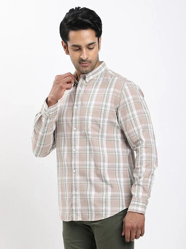 Fairtrade Men Checked Full Sleeve Cotton Blend Shirt