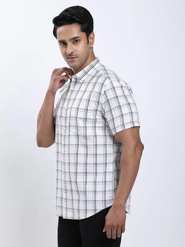 Fairtrade Men Checked Half Sleeve Cotton Shirt