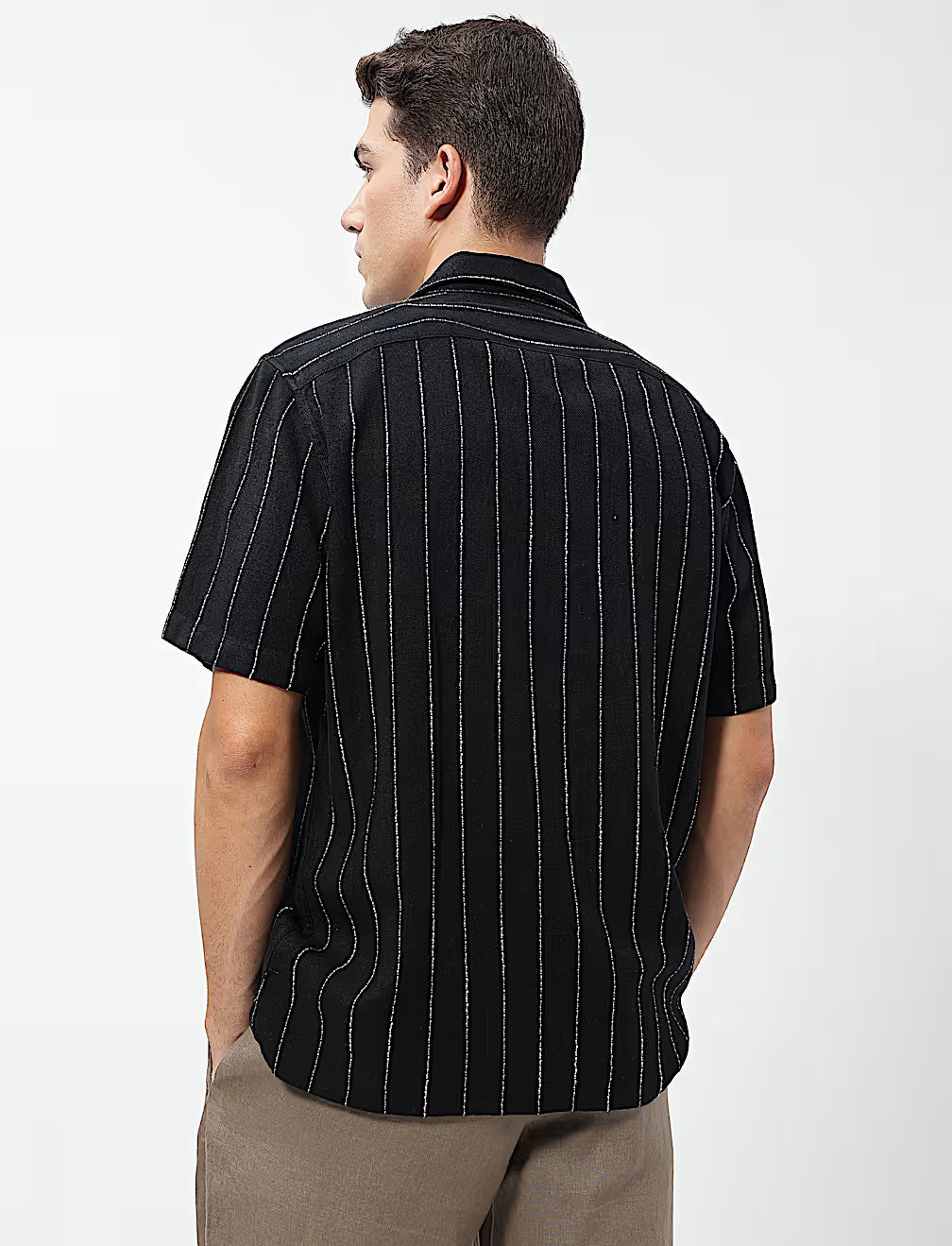 Linen Rich Relaxed Fit Striped Shirt