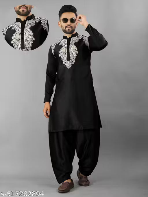 Sikandar Movie Special Embroidery black Kurta Pajama Set