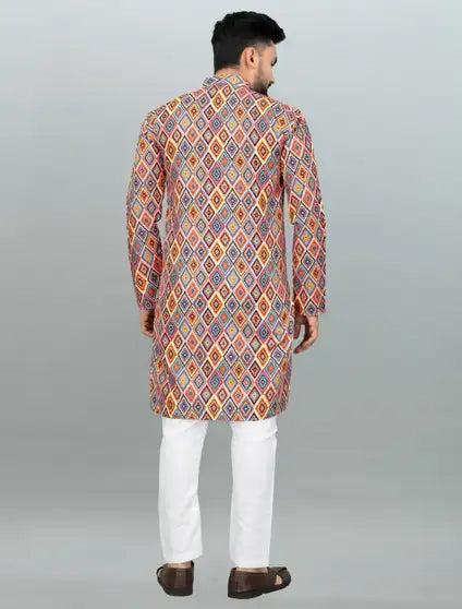 Men Printed Kurta (Multicolor)