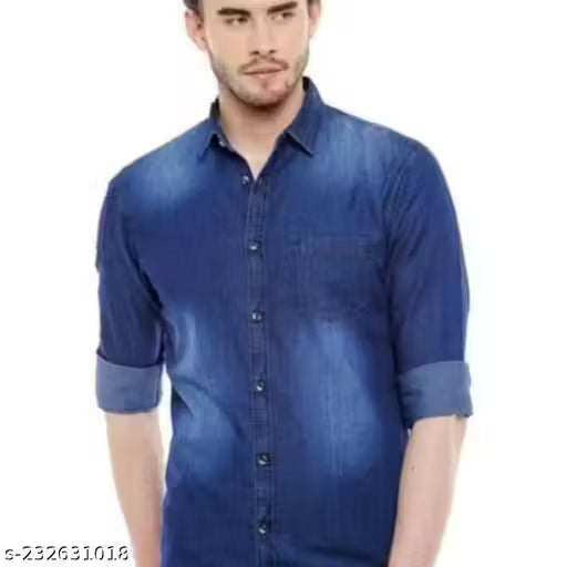 Denim Silky Washed Shirt single pocket shirt for men