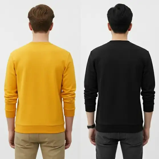 Printed Men Black, Yellow T-Shirt (Pack of 2)