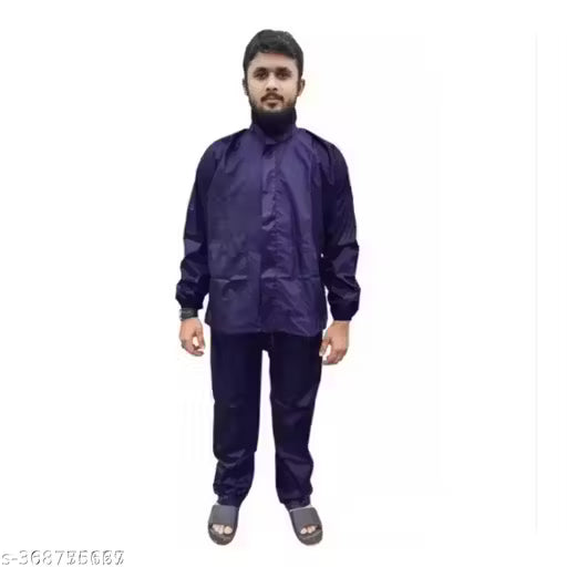 TRICWAY Men's Rainsuit/Rainwear/Raincoat/Barsaticoat 100% Waterproof Along With Hood and Side Pocket With Storage Bag (Navy Blue)