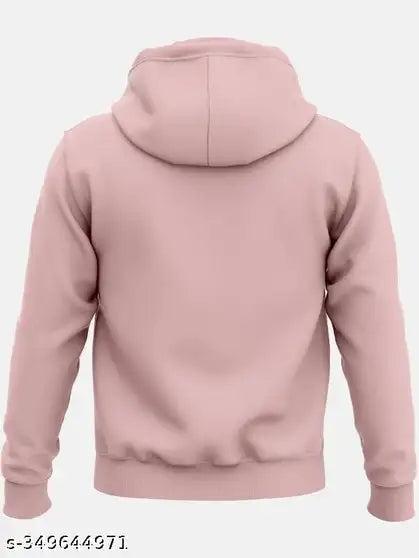 Solid Hooded Neck Casual Men Cotton Blend Pink Pullover