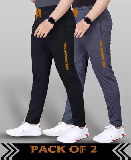 Printed Men Black, Grey Track Pants