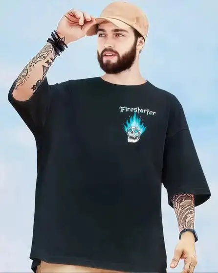 Graphic Print Men Black T-Shirt