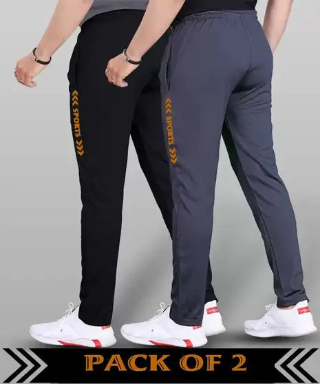 Printed Men Black, Grey Track Pants